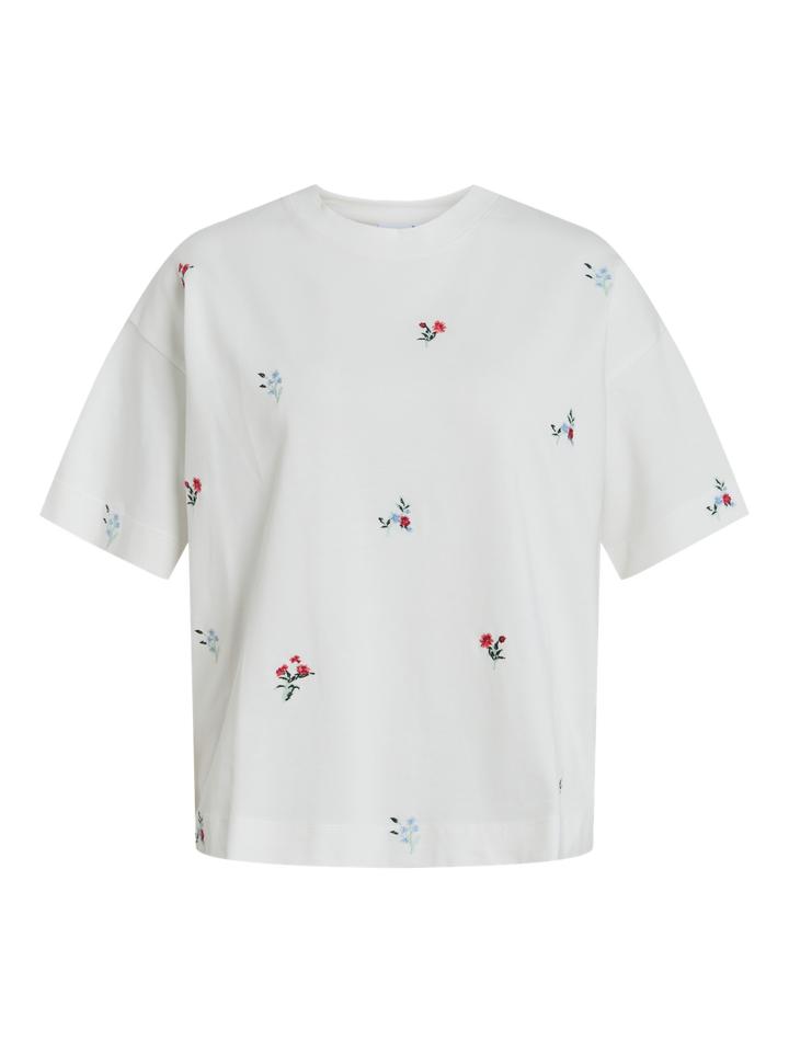 VIMONIE FLOWER EMB S/S O-NECK