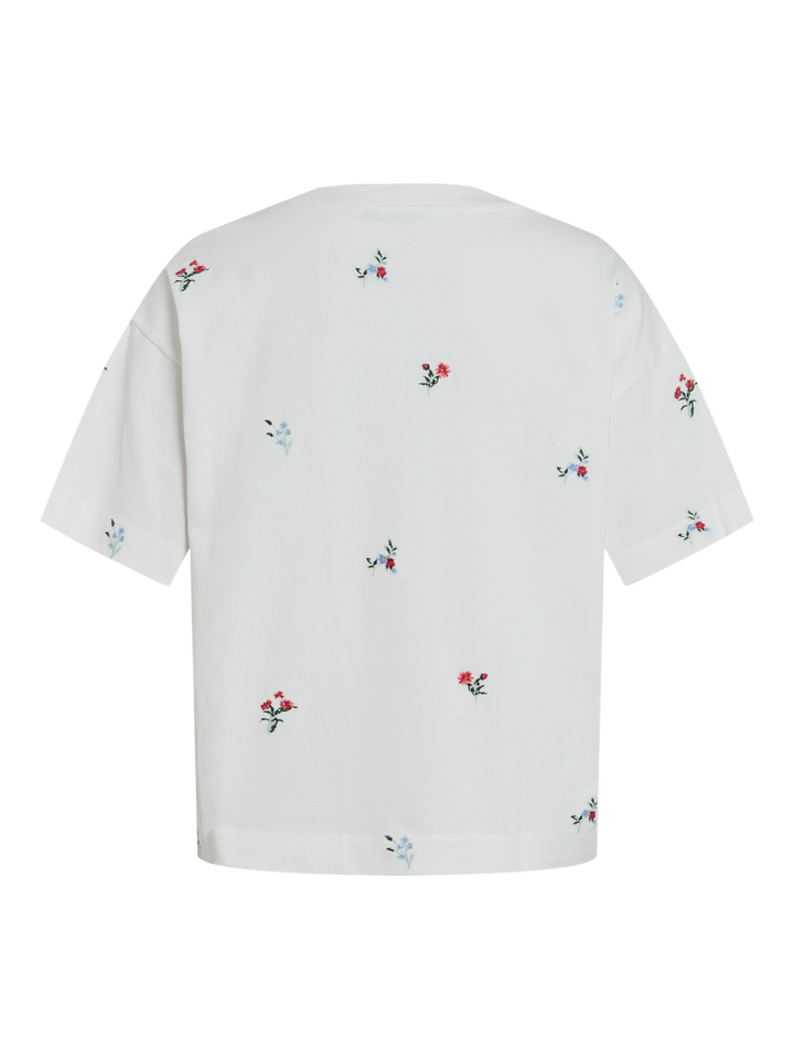 VIMONIE FLOWER EMB S/S O-NECK