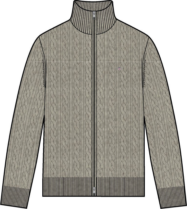 Cotton Cable Zipped Cardigan