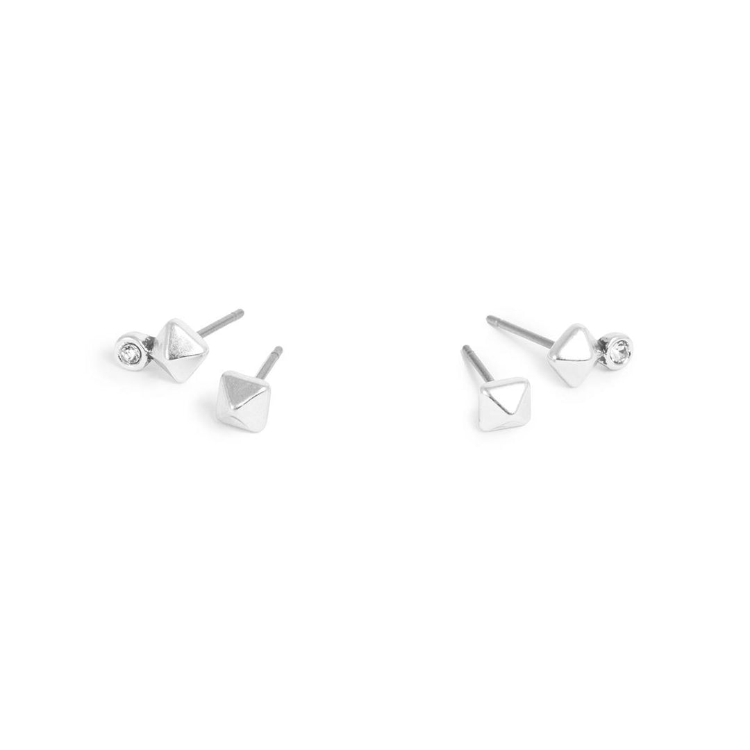 Ear stud double, "Edges" w/crystal GP