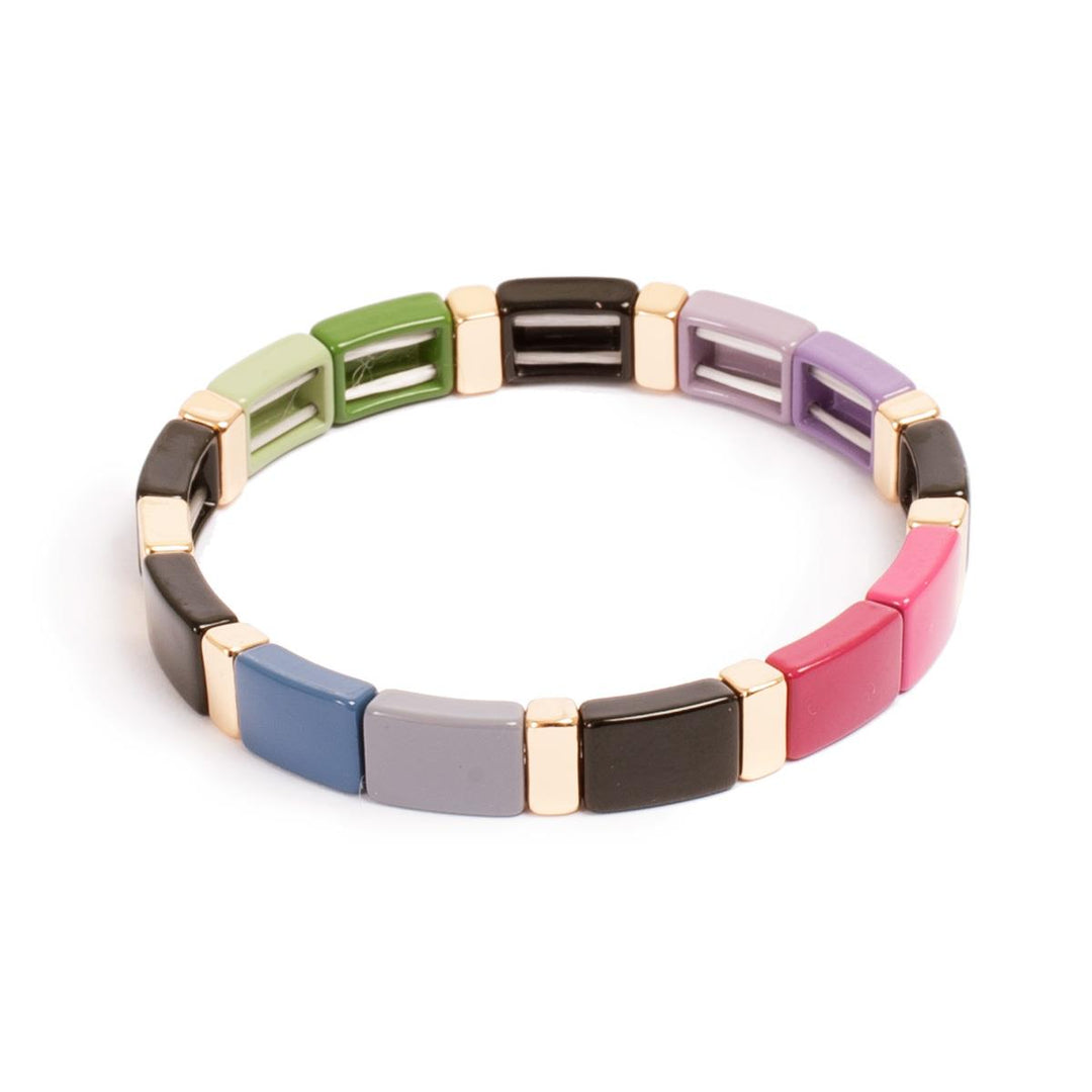 Bracelet 20cm, "Enamel tile" Bright multi