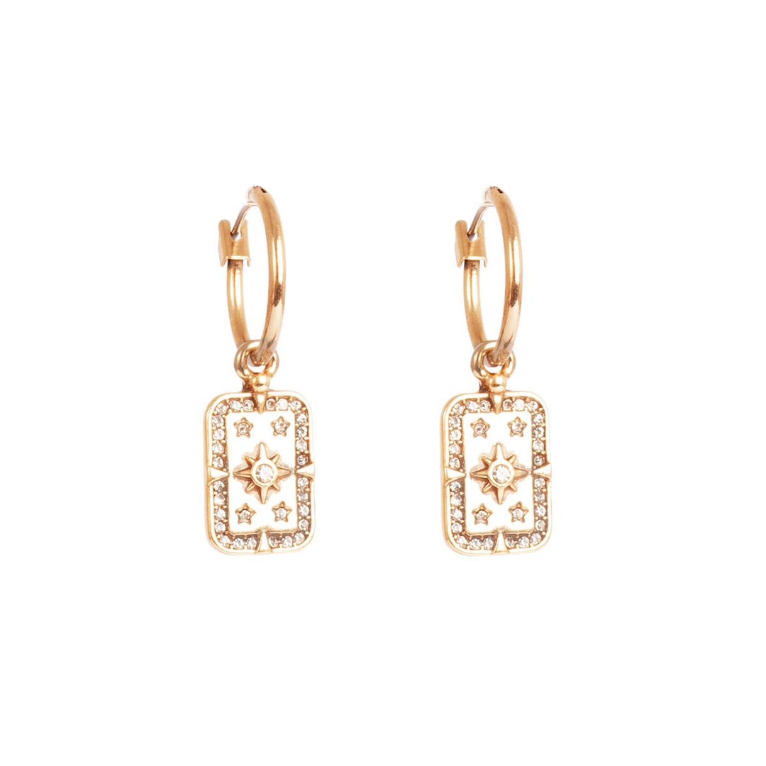 Earr, 16mm creol "Astro Gold" w/rectangle GP