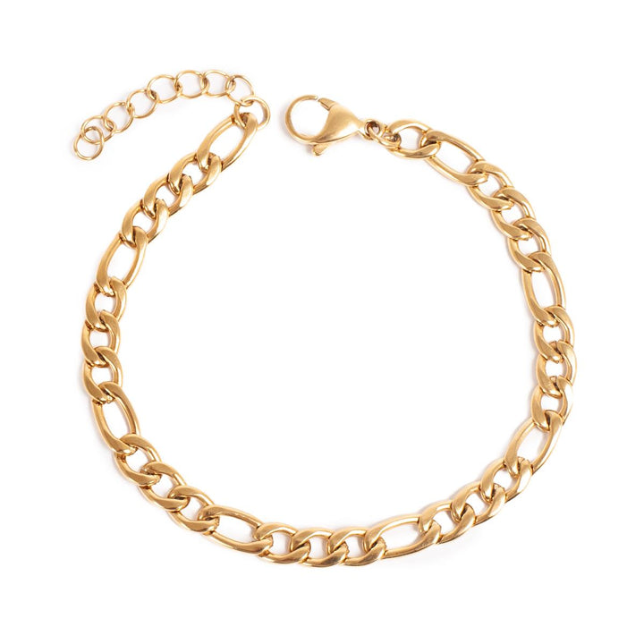 Bracelet 18cm+extn. Figaro Steel 14K