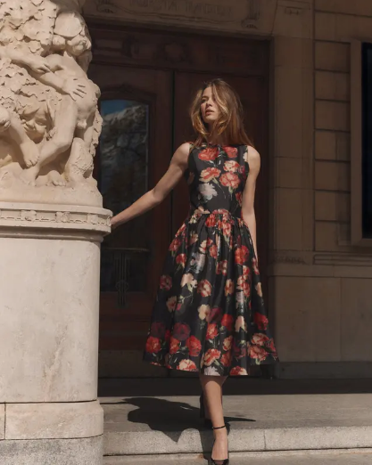 Taffeta Midi Dress