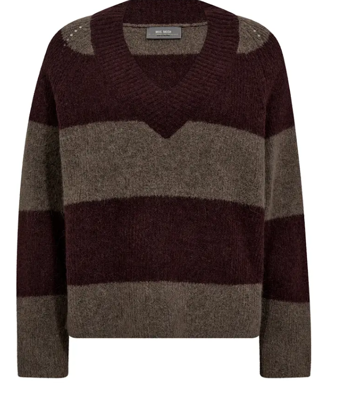 MMTaci Stripe LS V-Neck Knit