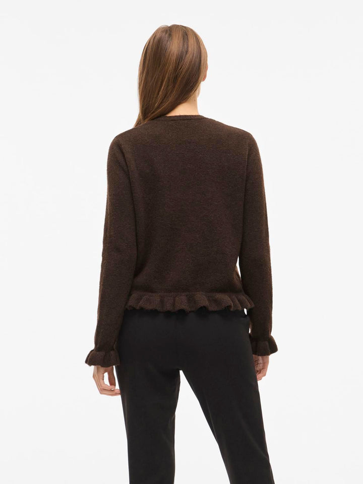 Vijacia O-Neck L/s Frill Knit Cardi/1