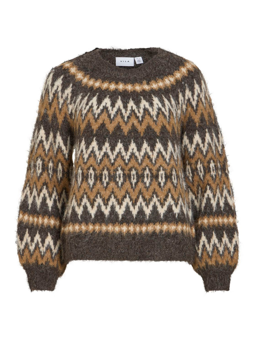 Vibows O-Neck L/s Jacquard Knit Top
