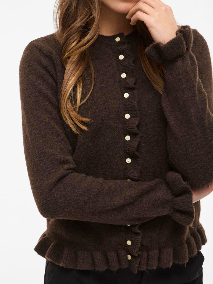 Vijacia O-Neck L/s Frill Knit Cardi/1