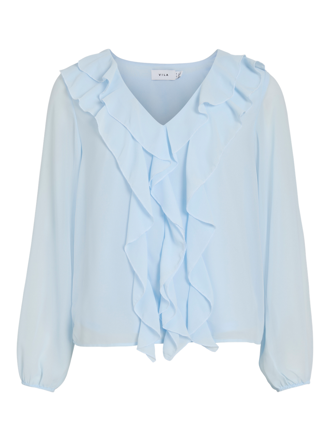 Viane L/s V-Neck Frill Top - Noos