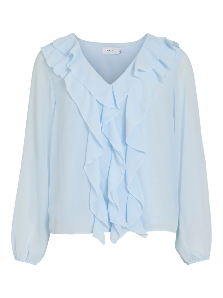 Viane L/s V-Neck Frill Top - Noos