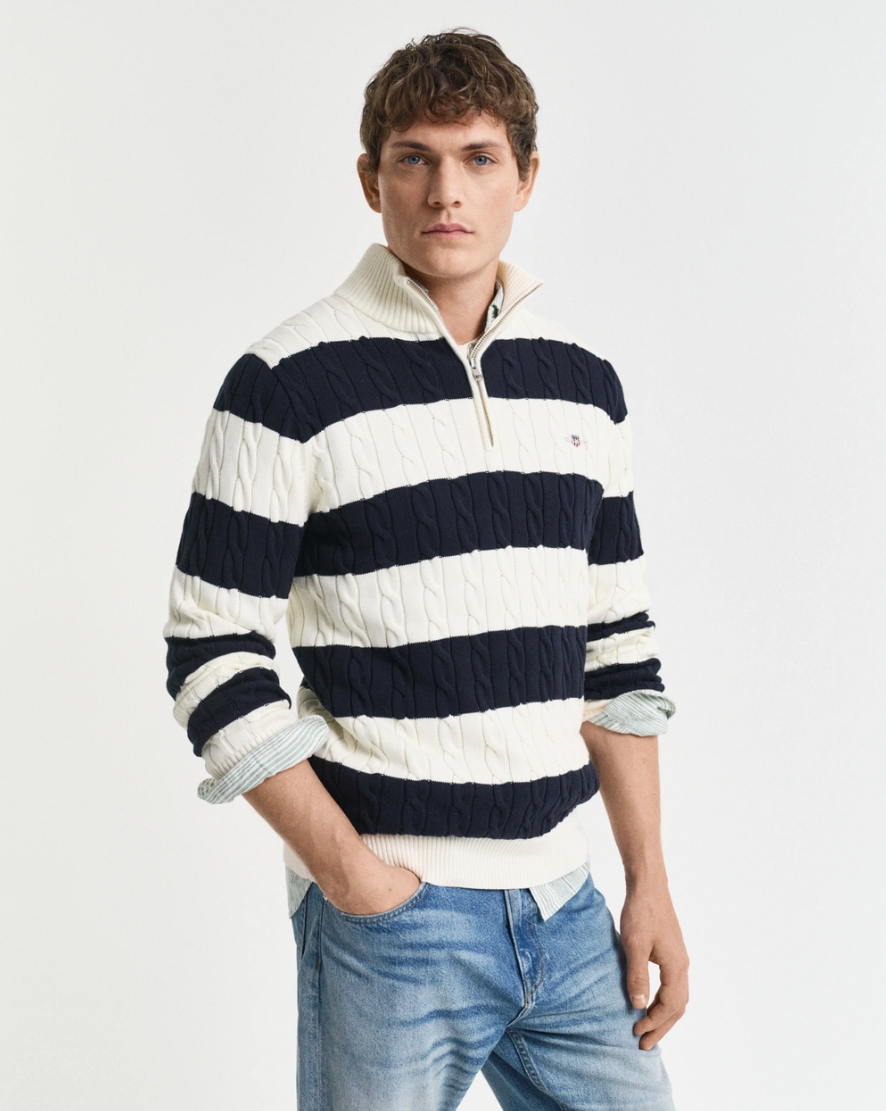 Cotton Cable Half Zip