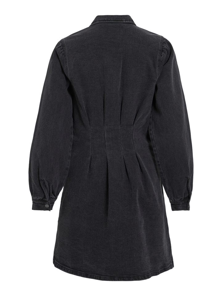 Visol L/s Pleat Denim Dress Black/ln