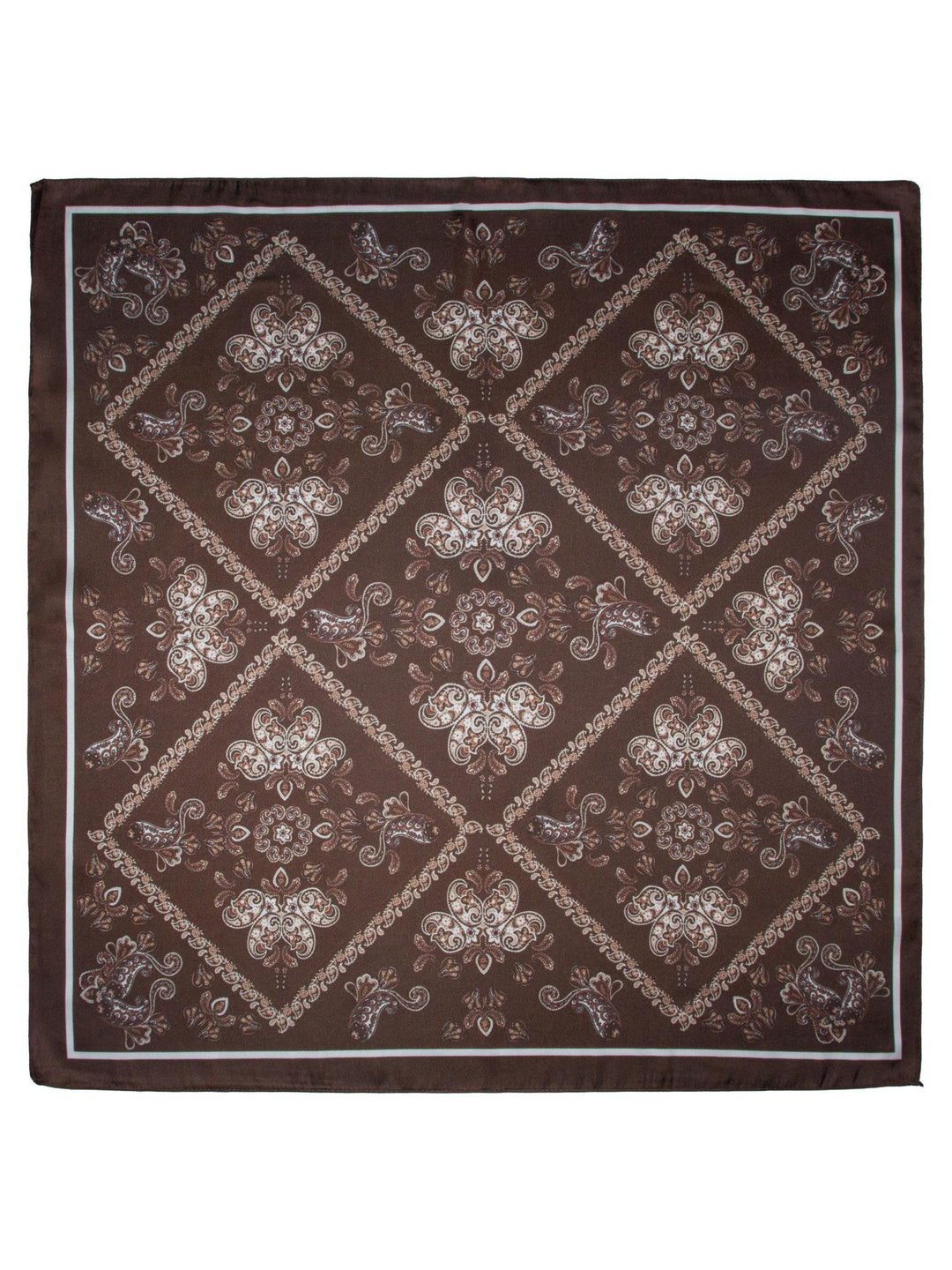 Skjerf Multi Paisley 70x70cm Brun