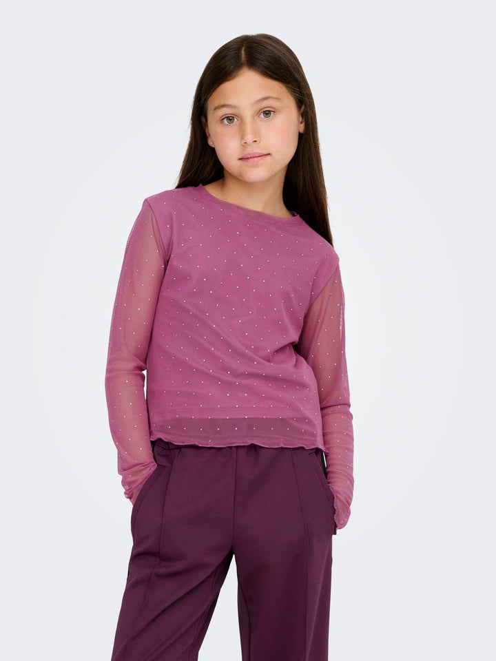 KOGJADA L/S RHINESTONE MESH TOP