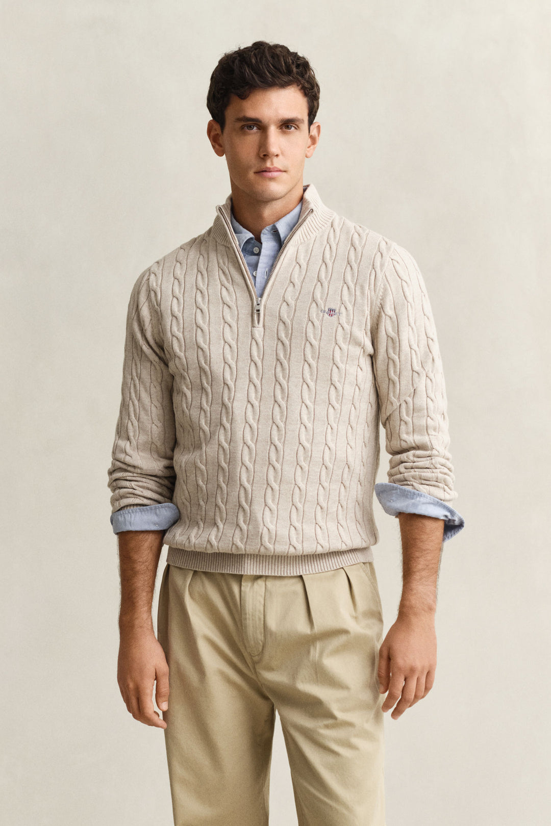 Cable Knit Half-Zip Sweater