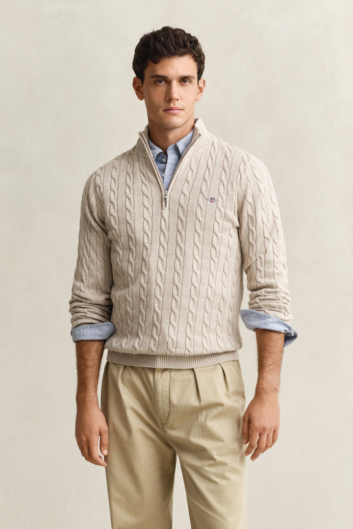 Cable Knit Half-Zip Sweater