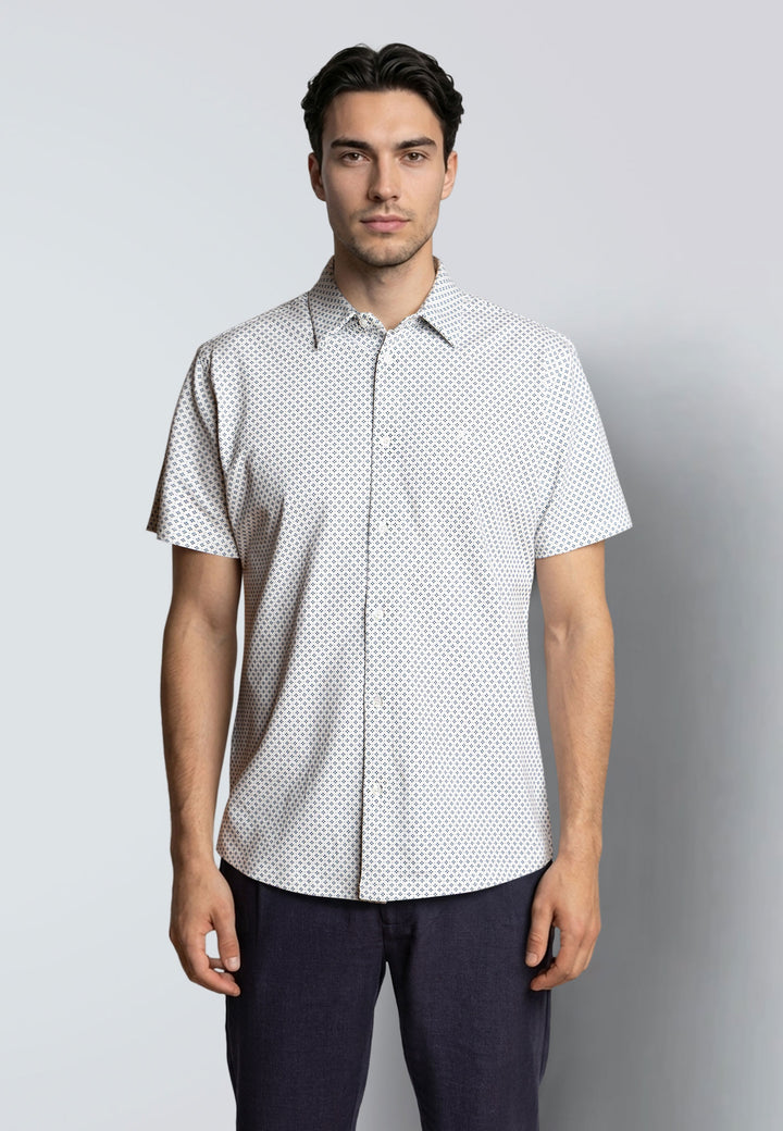 Clean Formal Aop Stretch Shirt S/s