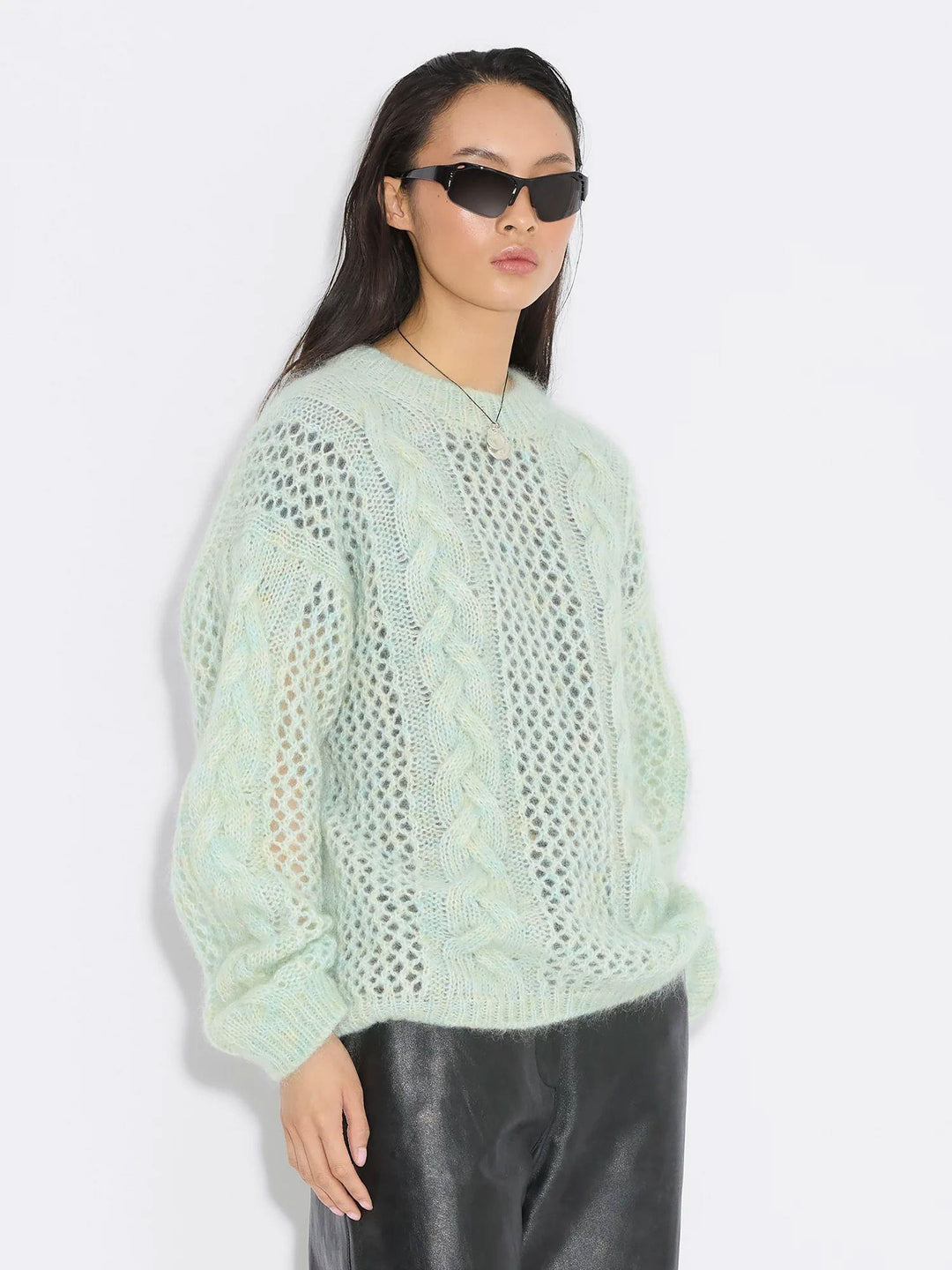 Mohair Cable Knit Crew