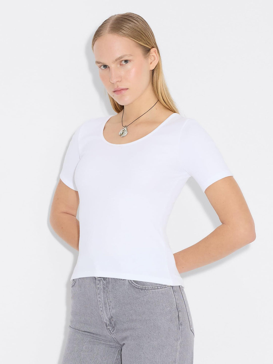Rib Open Neck Tee 26-02