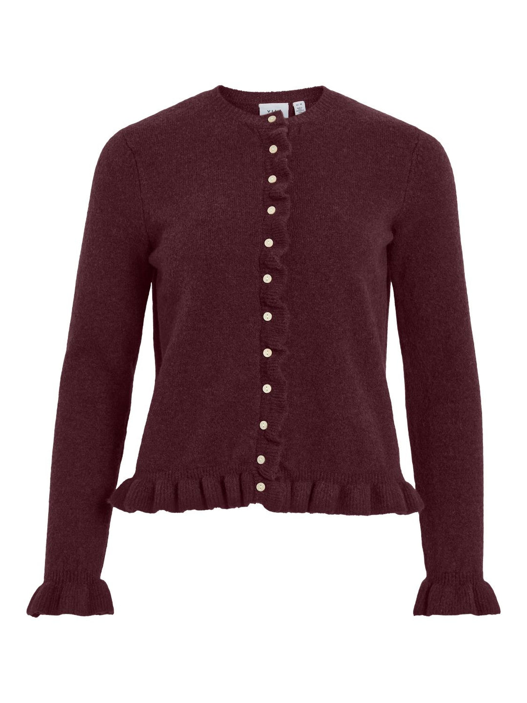 Vijacia O-Neck L/s Frill Knit Cardi/1