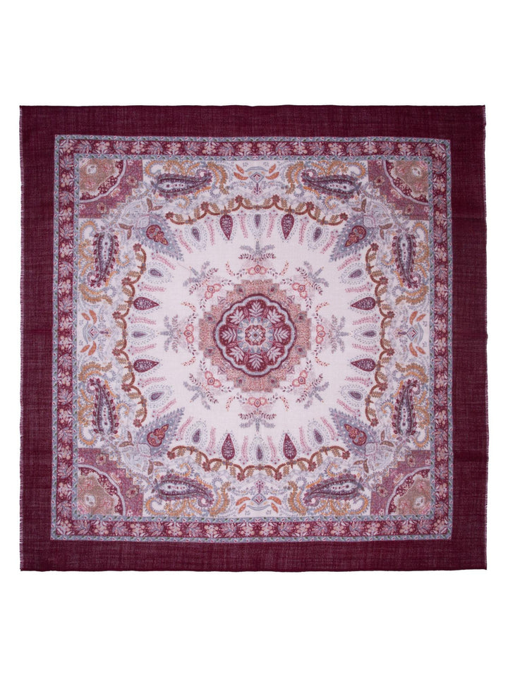 Skjerf Ull Paisley 85x85cm Vinrød