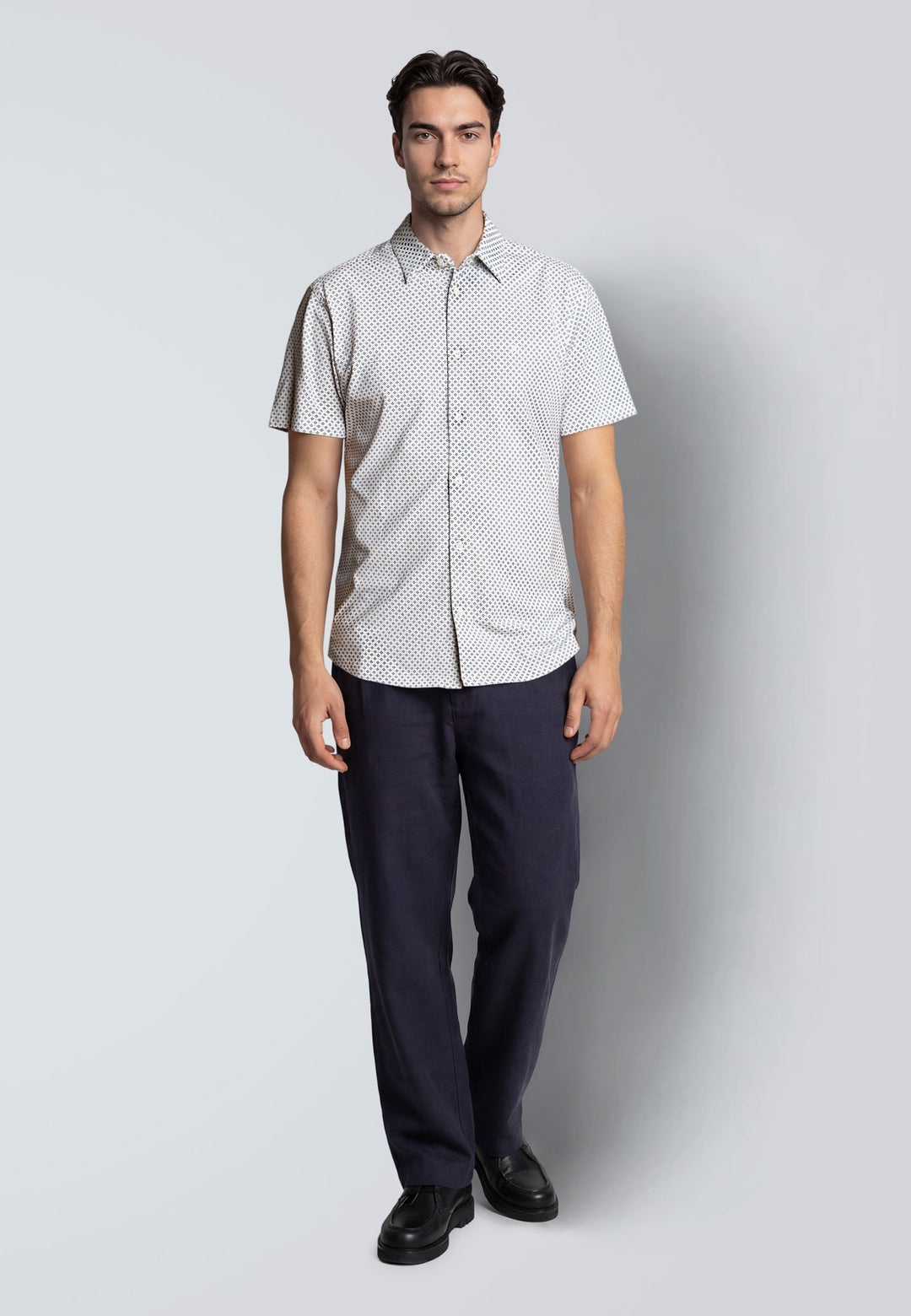 Clean Formal Aop Stretch Shirt S/s