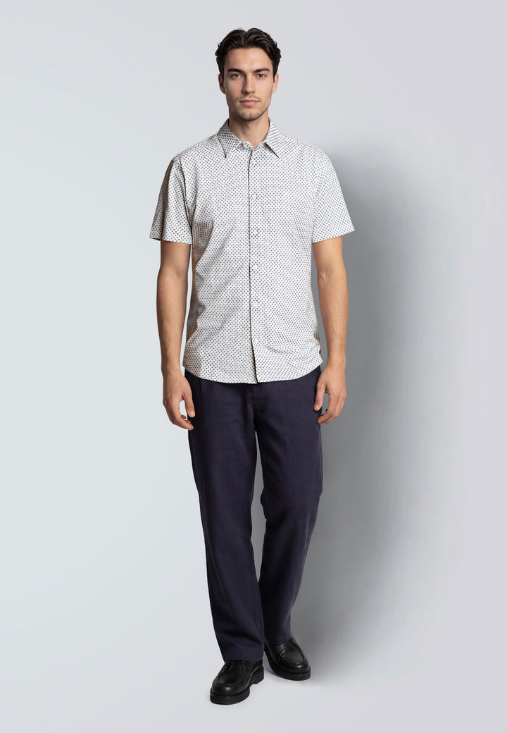 Clean Formal Aop Stretch Shirt S/s