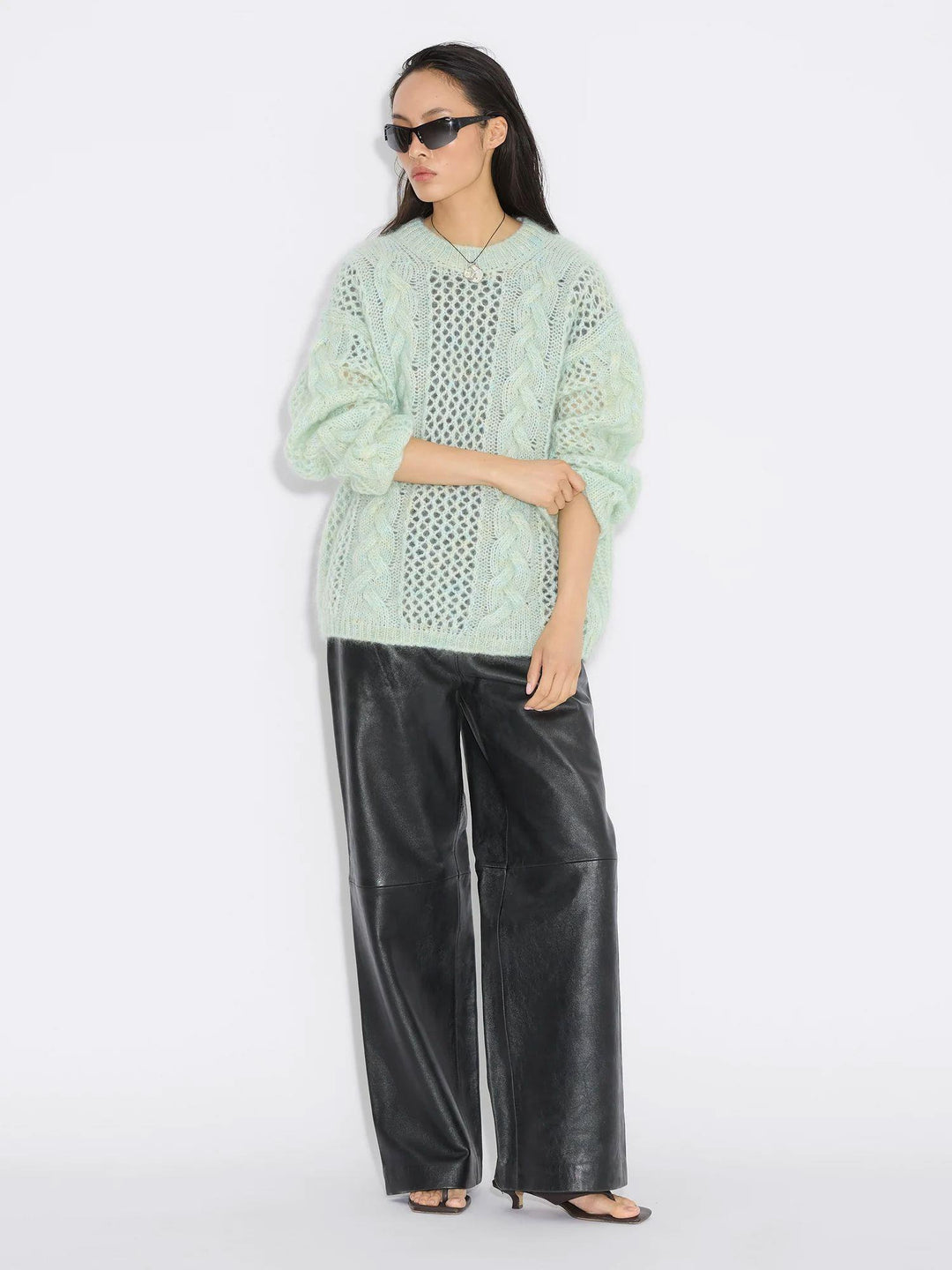 Mohair Cable Knit Crew