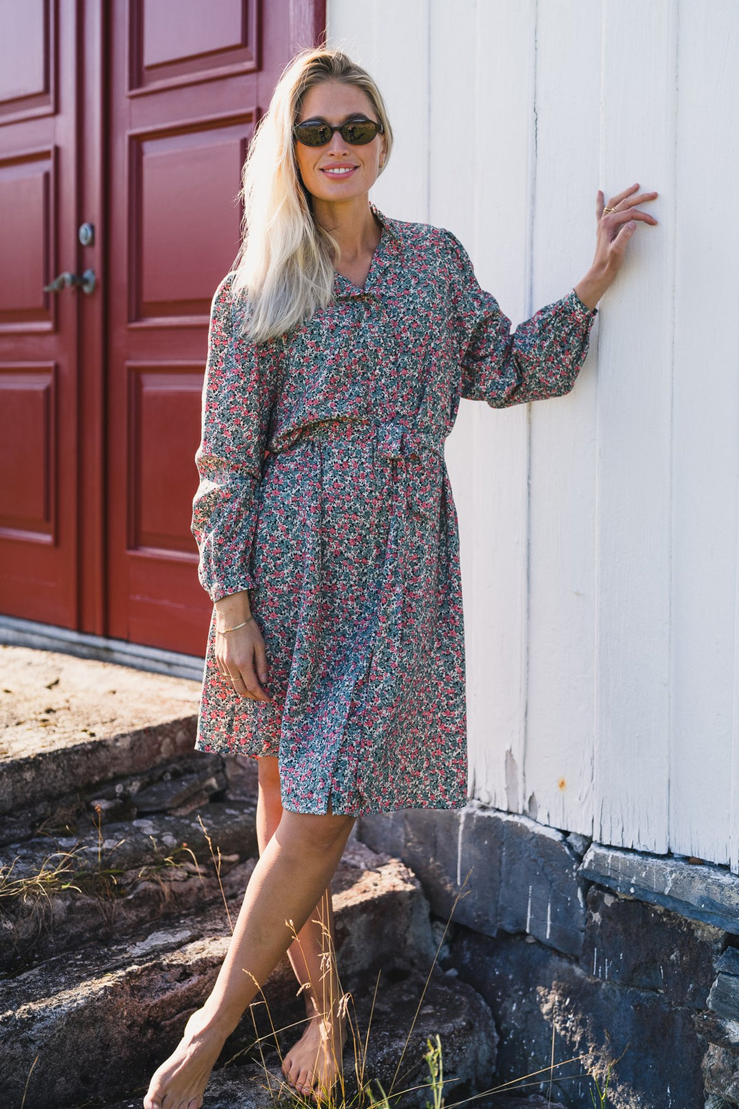 astrid shirt dress Reiss Jersey Open-Collar Bodycon Dress in Navy