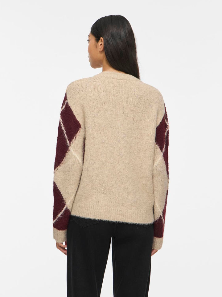Vitolise V-Neck L/s Check Knit Top/tes