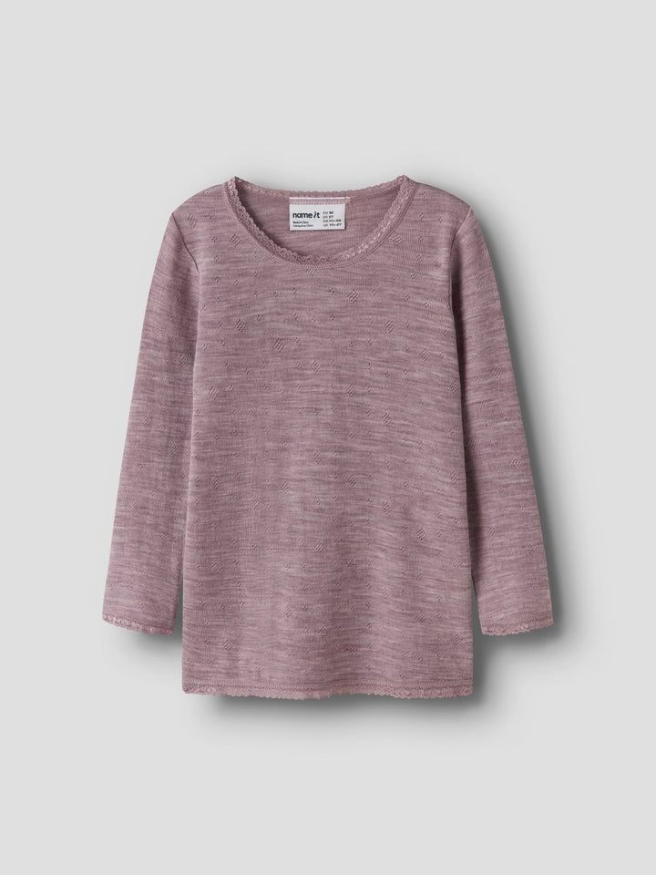 NMFWANG WOOL NEEDLE LS TOP SOLID NOOS
