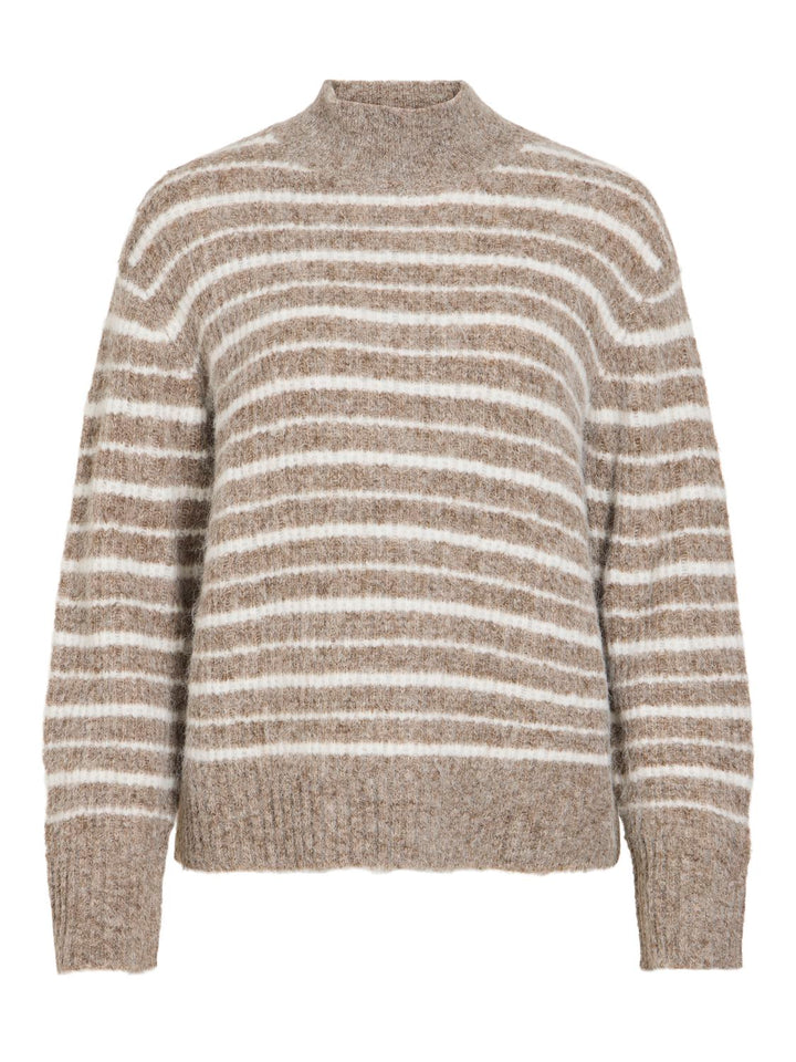 Vimeja Highneck L/s Stripe Knit Top/pb