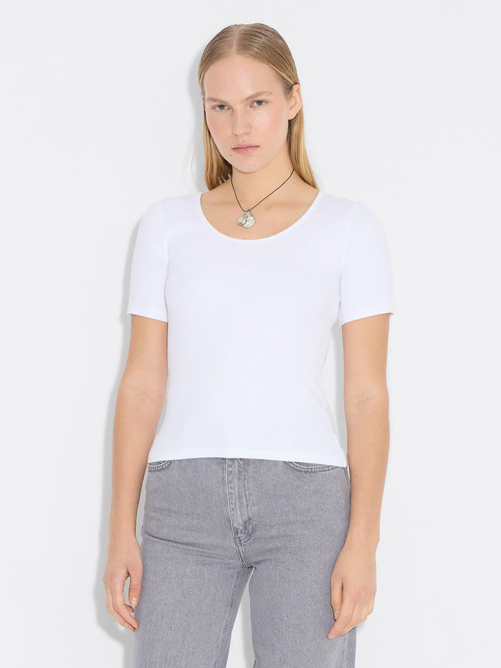 Rib Open Neck Tee 26-02