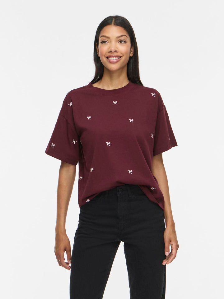 Vimonie Bow O-Neck S/s T-Shirt/rn