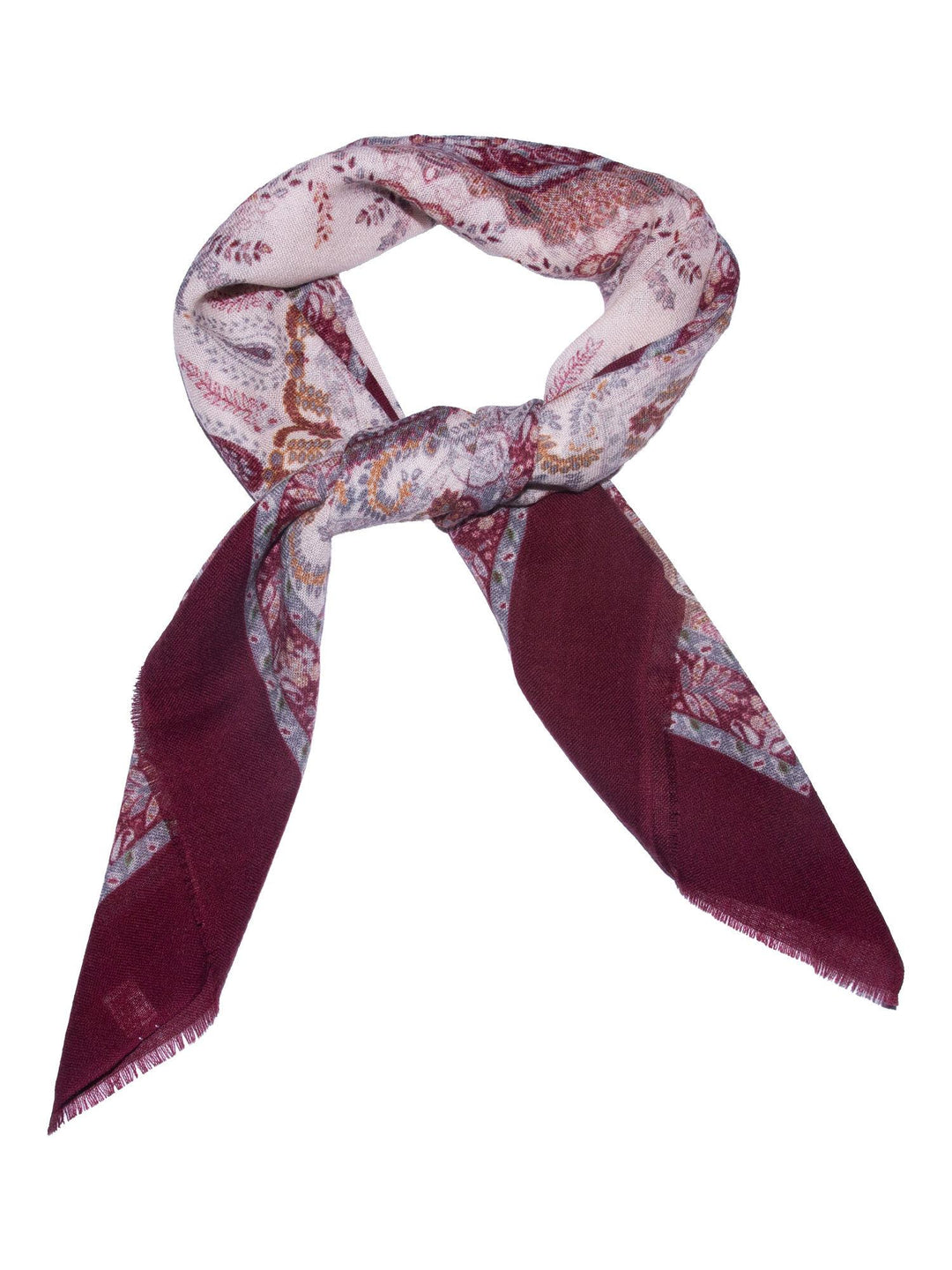 Skjerf Ull Paisley 85x85cm Vinrød