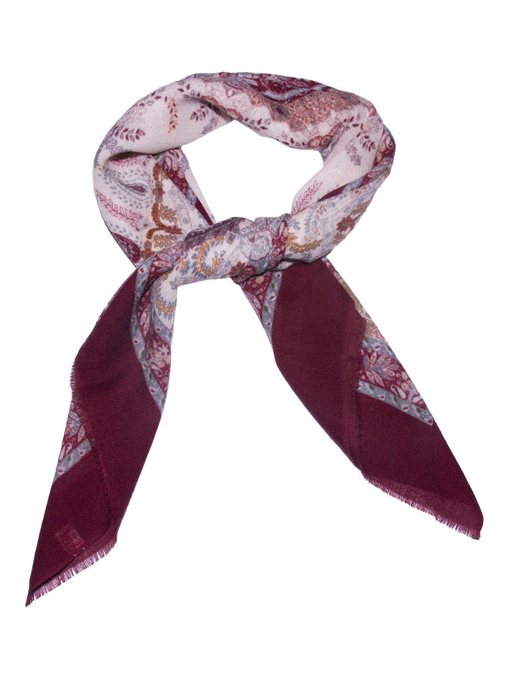 Skjerf Ull Paisley 85x85cm Vinrød