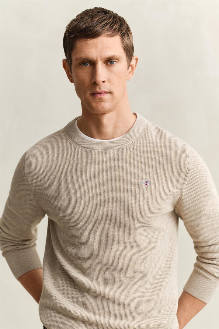 Micro Textured Cotton C-Neck
