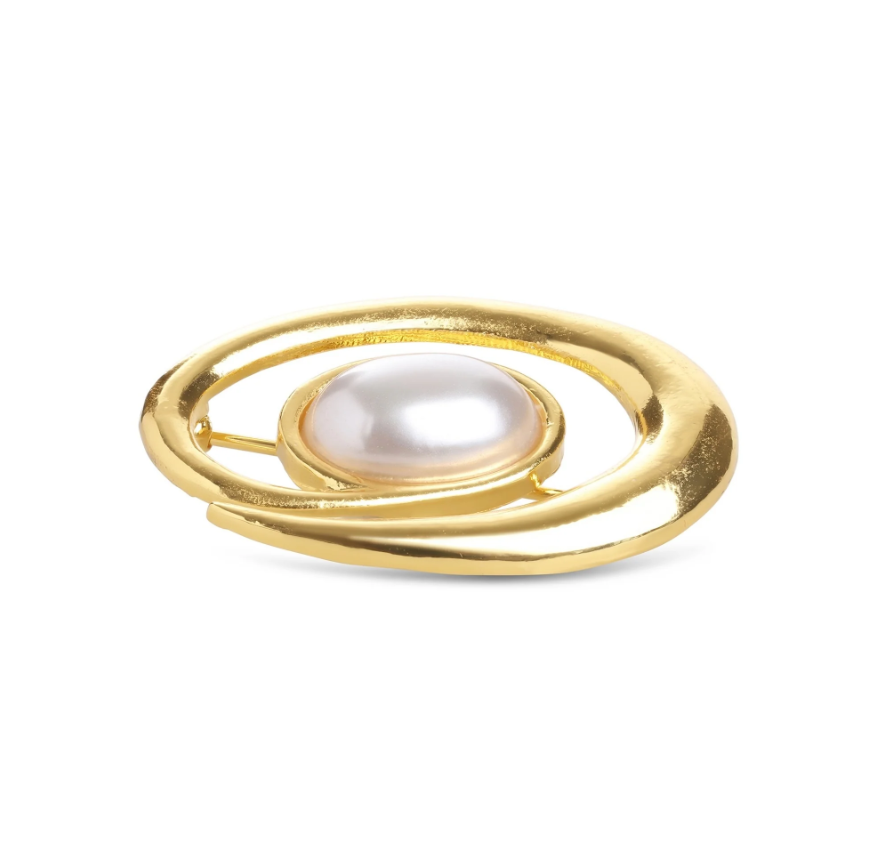 Morgana - Pearl Brooch Gold