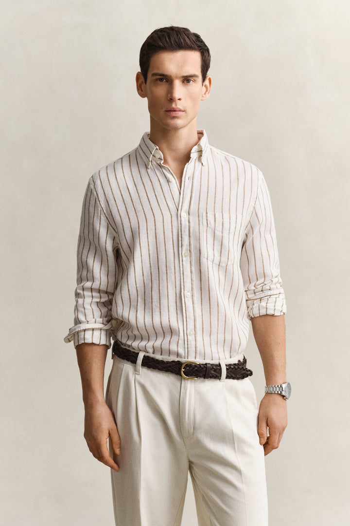 Reg Linen Viscose Stripe Shirt