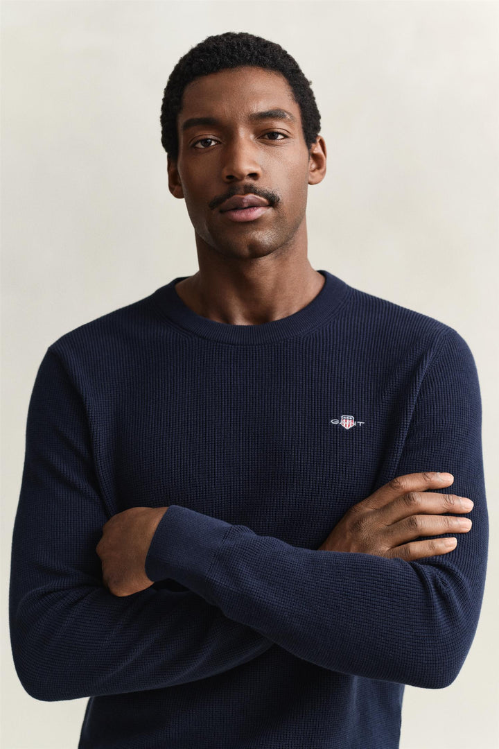 Micro Textured Cotton C-Neck