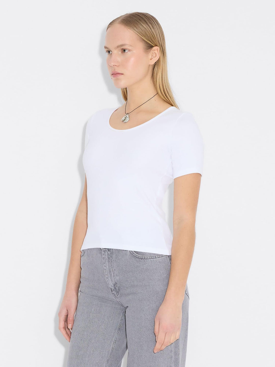 Rib Open Neck Tee 26-02