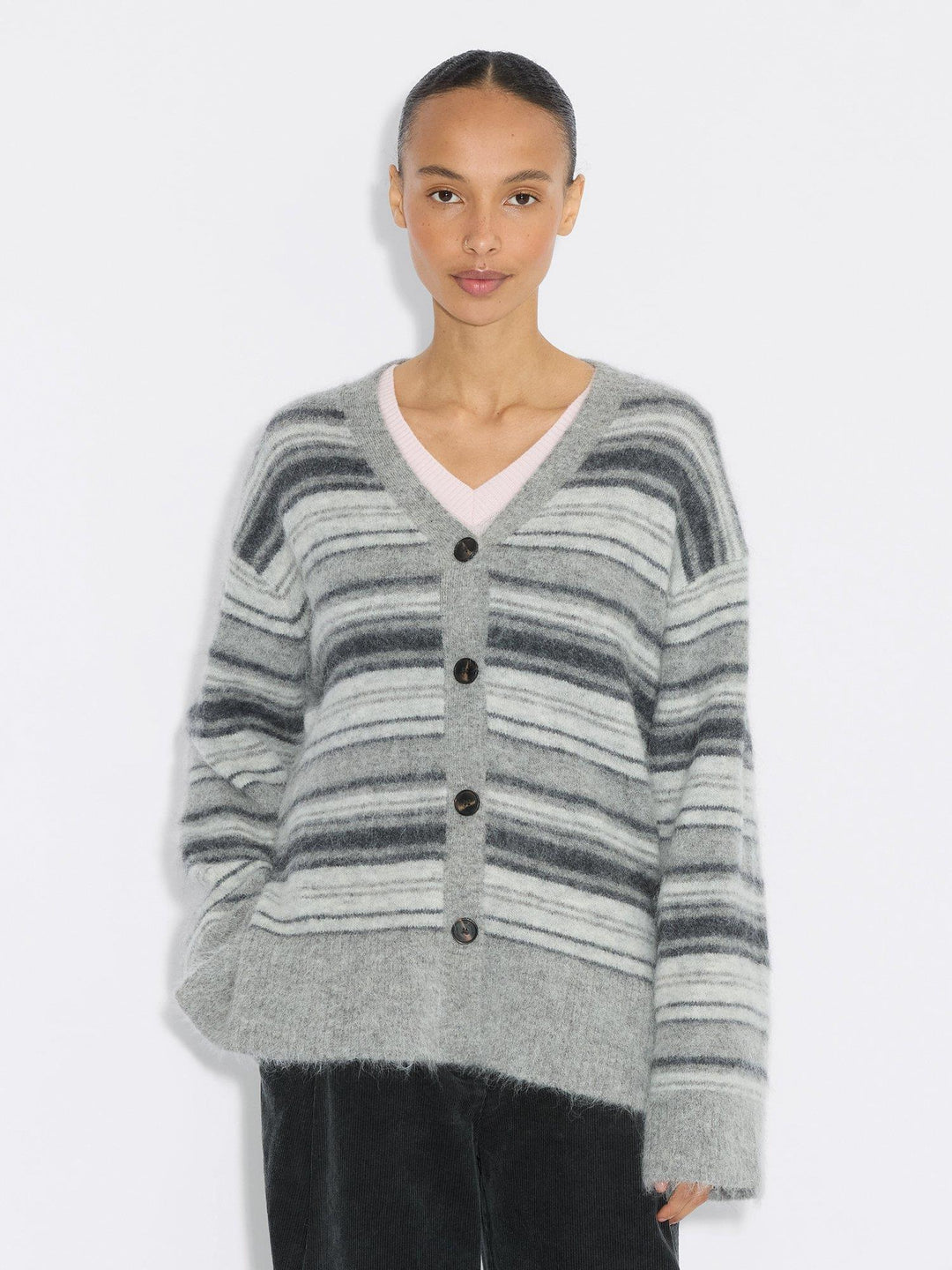 Fluffy Stripe Cardigan