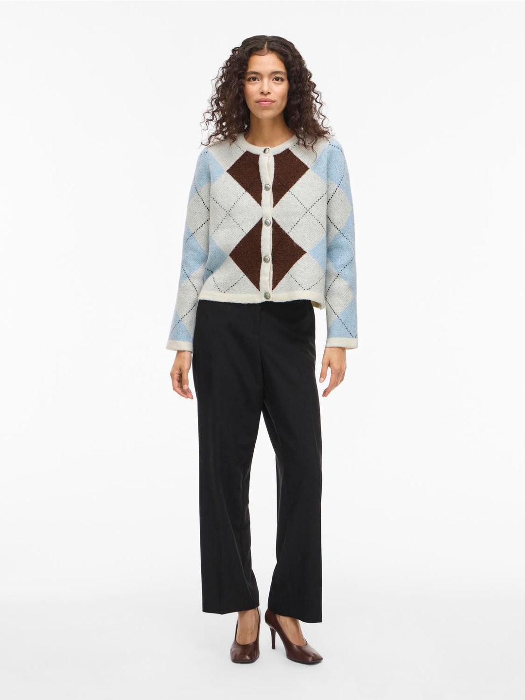 Vikayla O-Neck L/s Check Knit Cardi/bfs