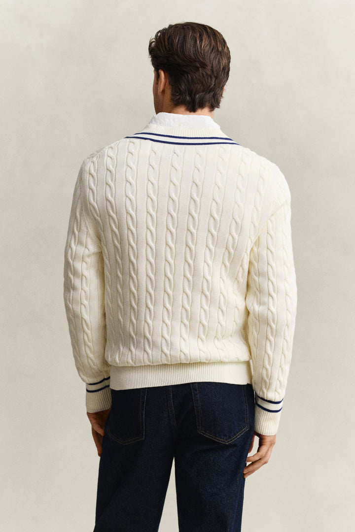 Cotton Cable V-Neck