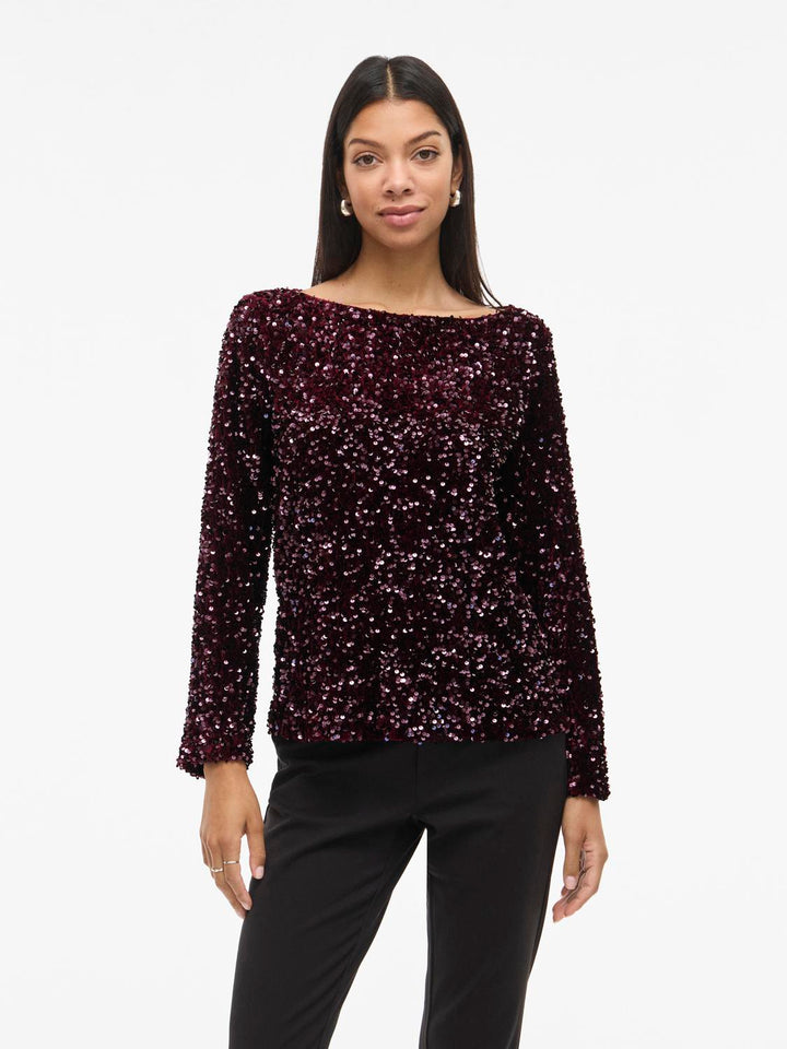 Vifaith Boat Neck L/s Sequin Top/2