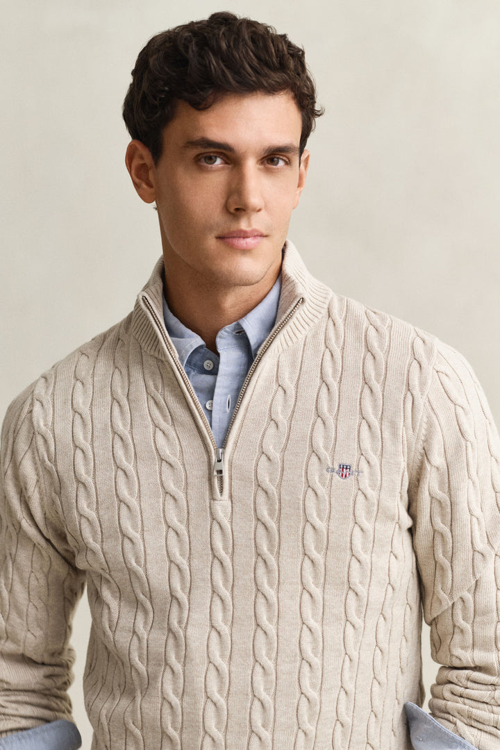 Cable Knit Half-Zip Sweater