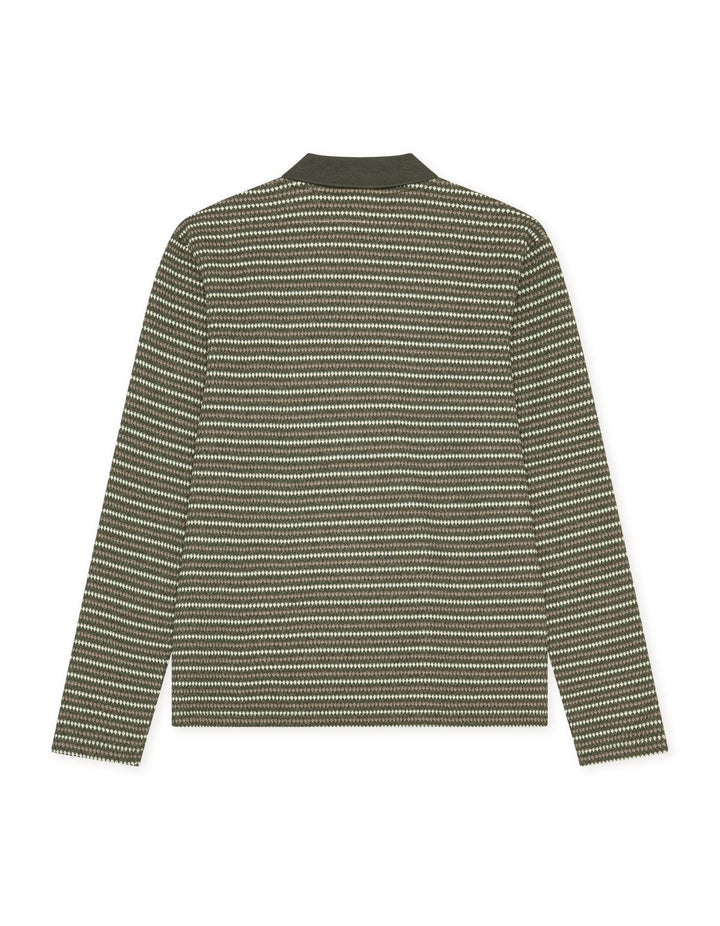 Knitted Stripe Ls Polo