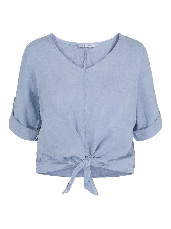 V-neck tie blouse