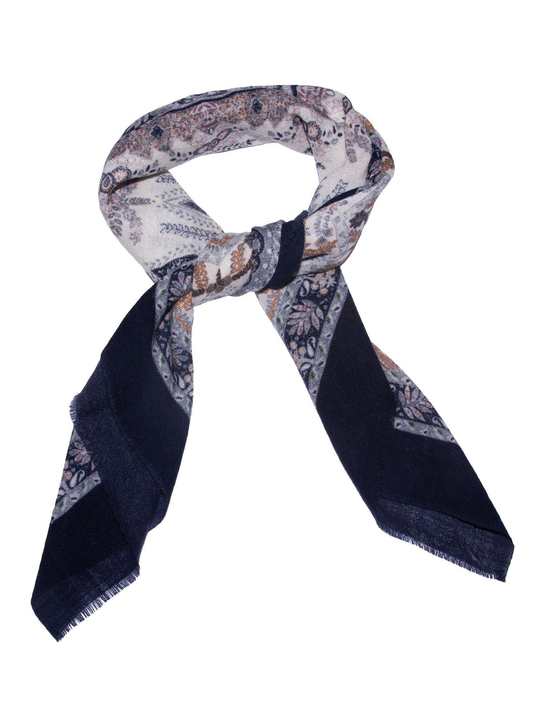 Skjerf Ull Paisley 85x85cm Navy