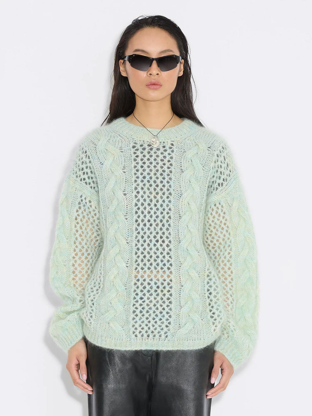 Mohair Cable Knit Crew